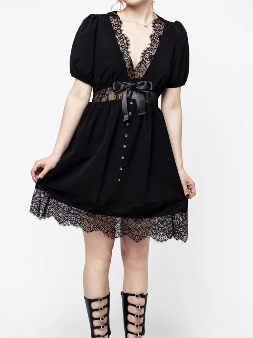 Disturbia Black Mortuary Mini Dress Size 12 US